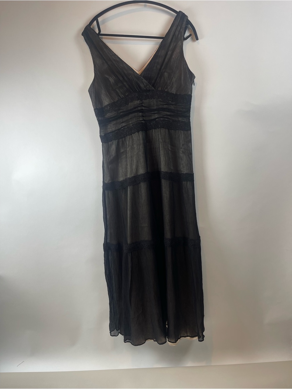 Anne Kline black silk evening dress